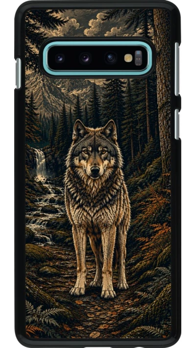 Coque Samsung Galaxy S10 - Linocut Loup