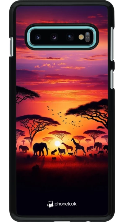 Samsung Galaxy S10 Case Hülle - Safari Sonnenuntergang Wildtiere