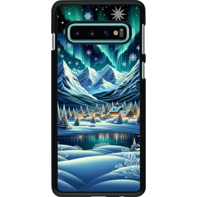 Coque Samsung Galaxy S10 - Snowy Mountain Village Lake night