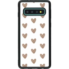 Coque Samsung Galaxy S10 - Silicone rigide noir Autumn 2024 brown hearts