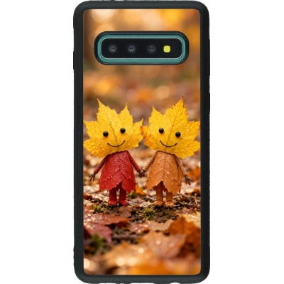 Coque Samsung Galaxy S10 - Silicone rigide noir Autumn 26 Couple of leaves