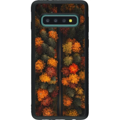 Coque Samsung Galaxy S10 - Silicone rigide noir Autumn 26 Road in autumn