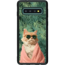 Samsung Galaxy S10 Case Hülle - Silikon schwarz Cat Summer Palms