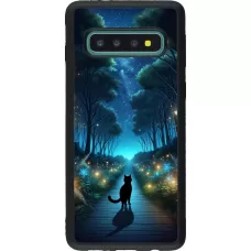Samsung Galaxy S10 Case Hülle - Silikon schwarz Schwarze Katze Spaziergang