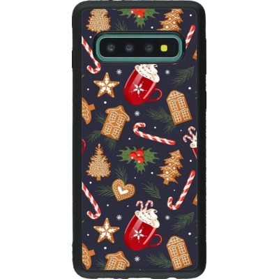 Coque Samsung Galaxy S10 - Silicone rigide noir Christmas 25 Pattern Gingerbread House