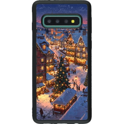 Coque Samsung Galaxy S10 - Silicone rigide noir Christmas 25 Xmas Village