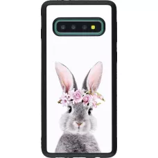Coque Samsung Galaxy S10 - Silicone rigide noir Easter 2023 flower bunny