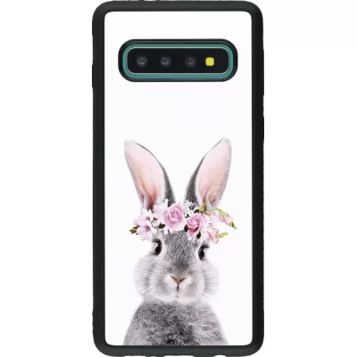 Coque Samsung Galaxy S10 - Silicone rigide noir Easter 2023 flower bunny