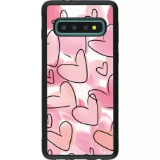 Samsung Galaxy S10 Case Hülle - Silikon schwarz Easter 2023 pink hearts
