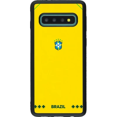 Coque Samsung Galaxy S10 - Silicone rigide noir Maillot de football Bresil 2026 personnalisable