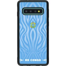 Coque Samsung Galaxy S10 - Silicone rigide noir Maillot de football RD Congo 2026 personnalisable