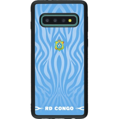 Coque Samsung Galaxy S10 - Silicone rigide noir Maillot de football RD Congo 2026 personnalisable