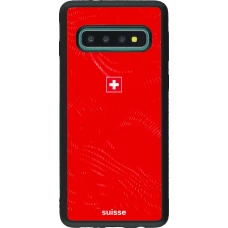 Coque Samsung Galaxy S10 - Silicone rigide noir Maillot de football Suisse 2026 personnalisable