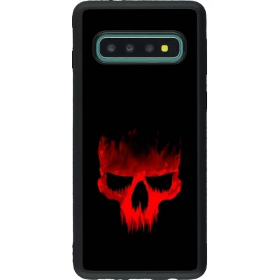 Coque Samsung Galaxy S10 - Silicone rigide noir Halloween 2023 scary skull