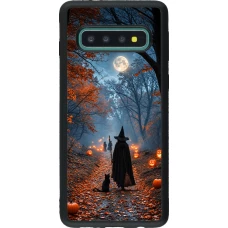 Samsung Galaxy S10 Case Hülle - Silikon schwarz Halloween 2026 Witch with a cat