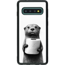 Samsung Galaxy S10 Case Hülle - Silikon schwarz Otter Toilettenpapier