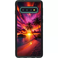 Samsung Galaxy S10 Case Hülle - Silikon schwarz Malediven Abenddämmerung Glückseligkeit