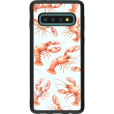 Samsung Galaxy S10 Case Hülle - Silikon schwarz Muster von pastellfarbenen Hummern