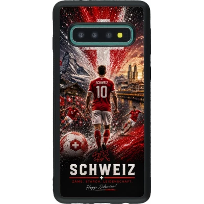 Coque Samsung Galaxy S10 - Silicone rigide noir Football Schweiz splash 2026