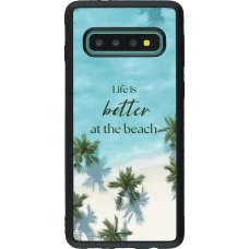 Coque Samsung Galaxy S10 - Silicone rigide noir Summer 2025 Life is better at the beach