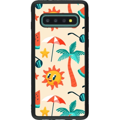 Coque Samsung Galaxy S10 - Silicone rigide noir Summer 2025 Pattern soleil