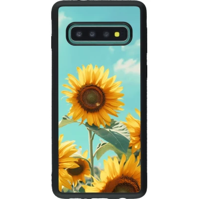 Coque Samsung Galaxy S10 - Silicone rigide noir Sunflowers Summer 2026