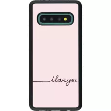 Coque Samsung Galaxy S10 - Silicone rigide noir Valentine 2023 i love you writing