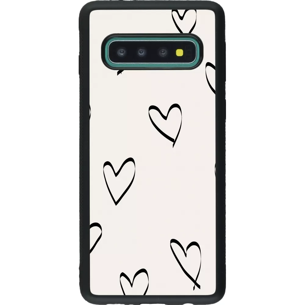 Samsung Galaxy S10 Case Hülle - Silikon schwarz Valentine 2023 minimalist hearts