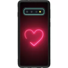 Samsung Galaxy S10 Case Hülle - Silikon schwarz Valentine 2023 single neon heart
