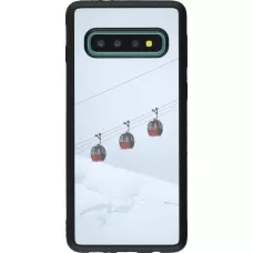 Coque Samsung Galaxy S10 - Silicone rigide noir Winter 22 ski lift