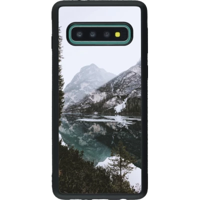 Samsung Galaxy S10 Case Hülle - Silikon schwarz Winter 22 snowy mountain and lake