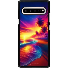 Coque Samsung Galaxy S10 5G - Plage coucher soleil flashy