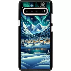 Samsung Galaxy S10 5G Case Hülle - Verschneites Bergdorf am See in der Nacht