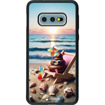 Samsung Galaxy S10e Case Hülle - Silikon schwarz Kackhaufen Emoji auf Liegestuhl