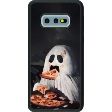 Coque Samsung Galaxy S10e - Silicone rigide noir Halloween 2026 Ghost eating pizza