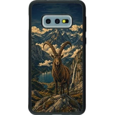 Samsung Galaxy S10e Case Hülle - Silikon schwarz Linocut Steinbock