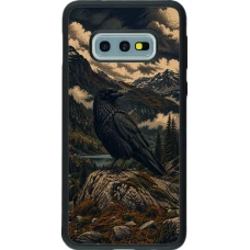 Samsung Galaxy S10e Case Hülle - Silikon schwarz Linocut Grosser Rabe