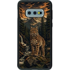Samsung Galaxy S10e Case Hülle - Silikon schwarz Linocut Luchs