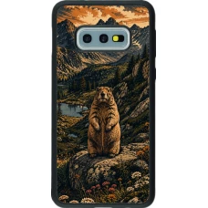 Samsung Galaxy S10e Case Hülle - Silikon schwarz Linocut Murmeltier