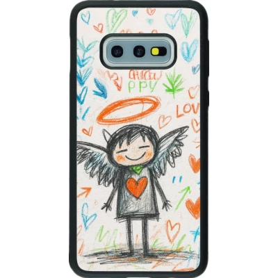 Coque Samsung Galaxy S10e - Silicone rigide noir Little Angel Sketch Love