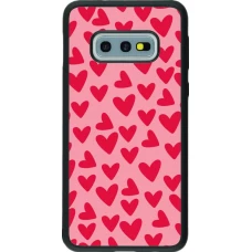 Coque Samsung Galaxy S10e - Silicone rigide noir Mom 2024 petits coeurs