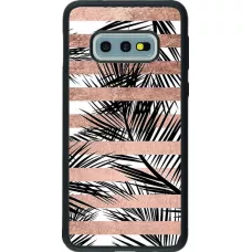 Coque Samsung Galaxy S10e - Silicone rigide noir Palm trees gold stripes