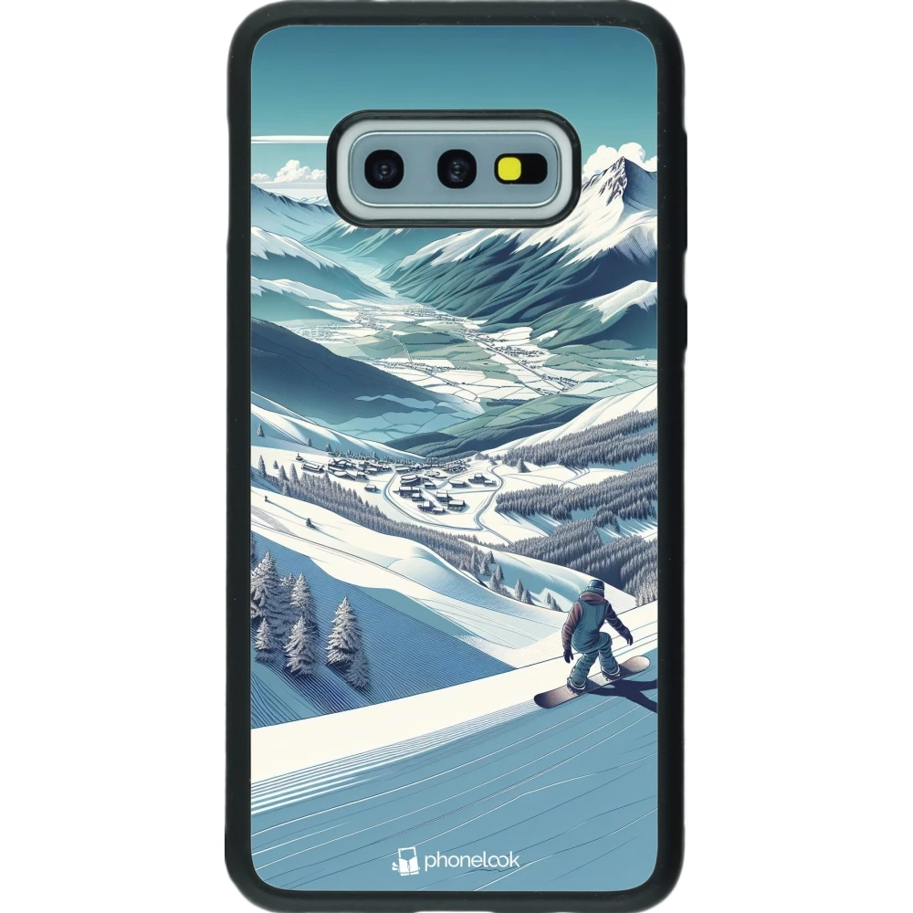 Samsung Galaxy S10e Case Hülle - Silikon schwarz Snowboarder Berg