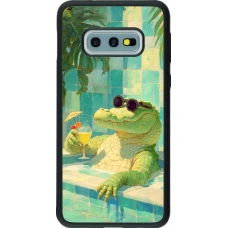 Coque Samsung Galaxy S10e - Silicone rigide noir Crocodile in the swimming pool Summer 2026
