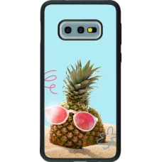 Coque Samsung Galaxy S10e - Silicone rigide noir Pineapple with glasses Summer 2026