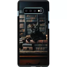 Samsung Galaxy S10+ Case Hülle - Katze Bücher dunkel
