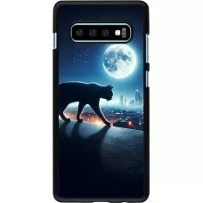 Samsung Galaxy S10+ Case Hülle - Schwarze Katze unter dem Vollmond