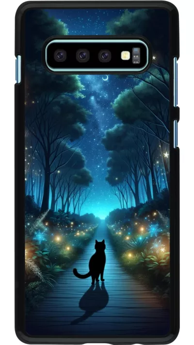 Samsung Galaxy S10+ Case Hülle - Schwarze Katze Spaziergang
