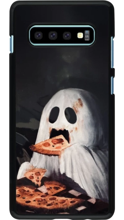 Coque Samsung Galaxy S10+ - Halloween 2026 Ghost eating pizza