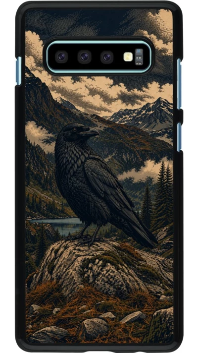 Coque Samsung Galaxy S10+ - Linocut Grand Corbeau
